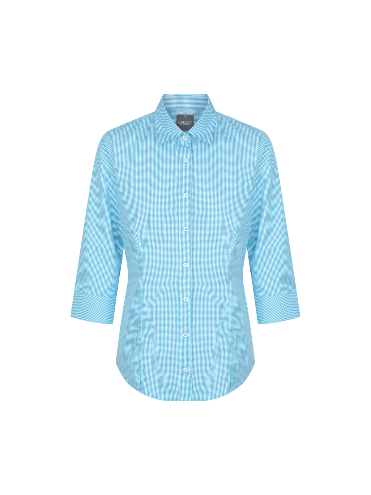 Westgarth Gingham 3/4 Sleeve Shirt in Teal