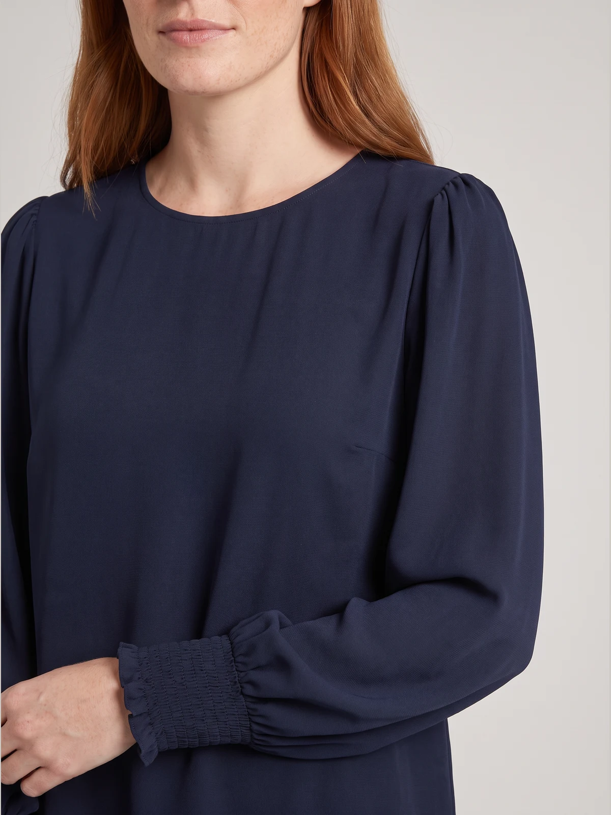 Freya Shirred Cuff Soft Top – close-up detail