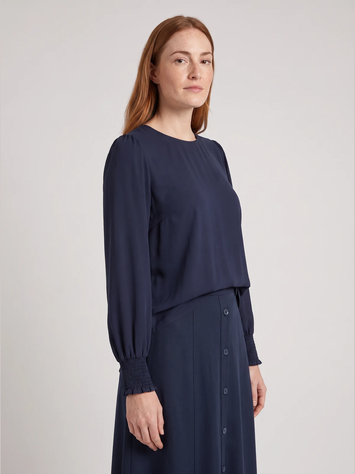 Freya Shirred Cuff Soft Top – side view