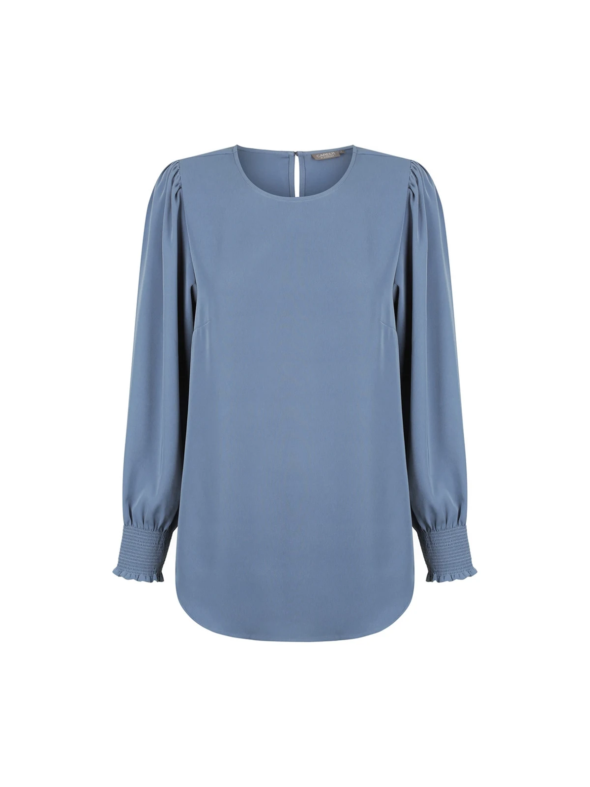 Freya Shirred Cuff Soft Top in Denim