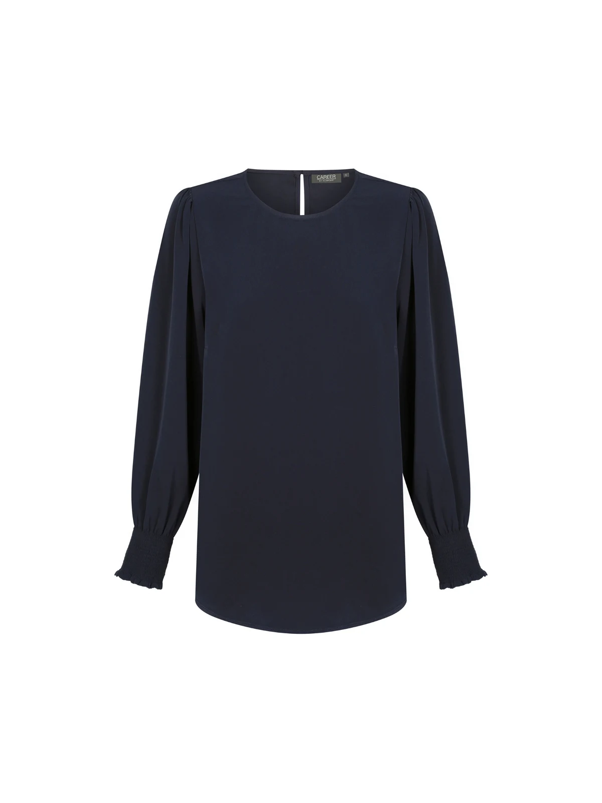 Freya Shirred Cuff Soft Top in Navy
