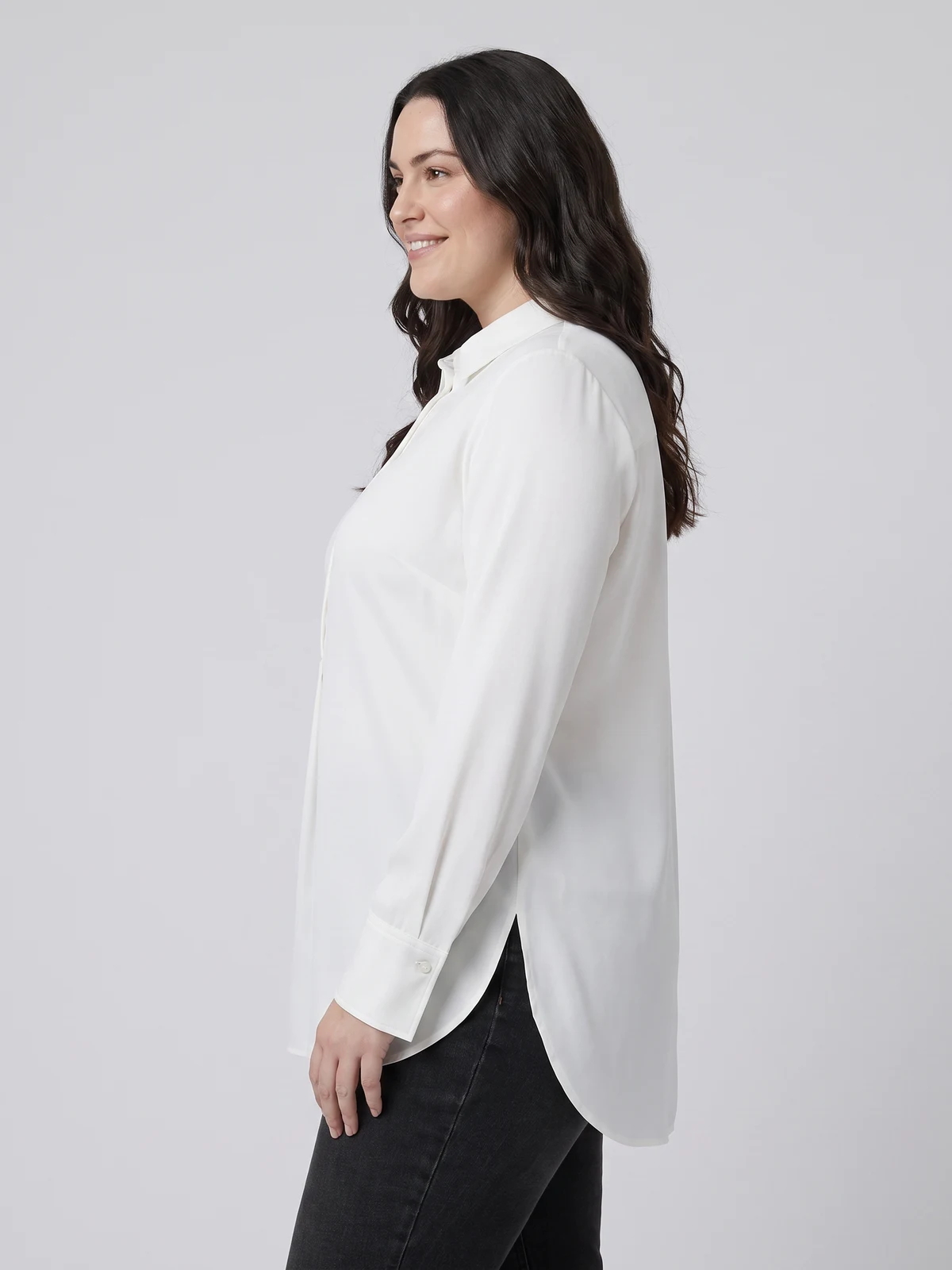 Quinn Top in Ivory – side view