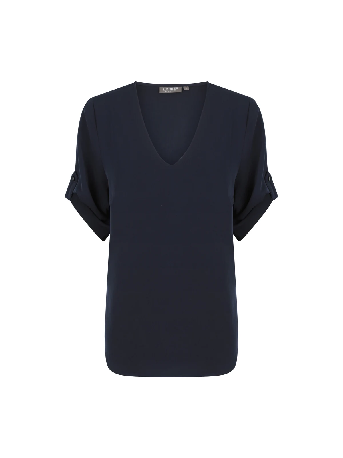 Ladies Reese V Neck Top in Navy – front view