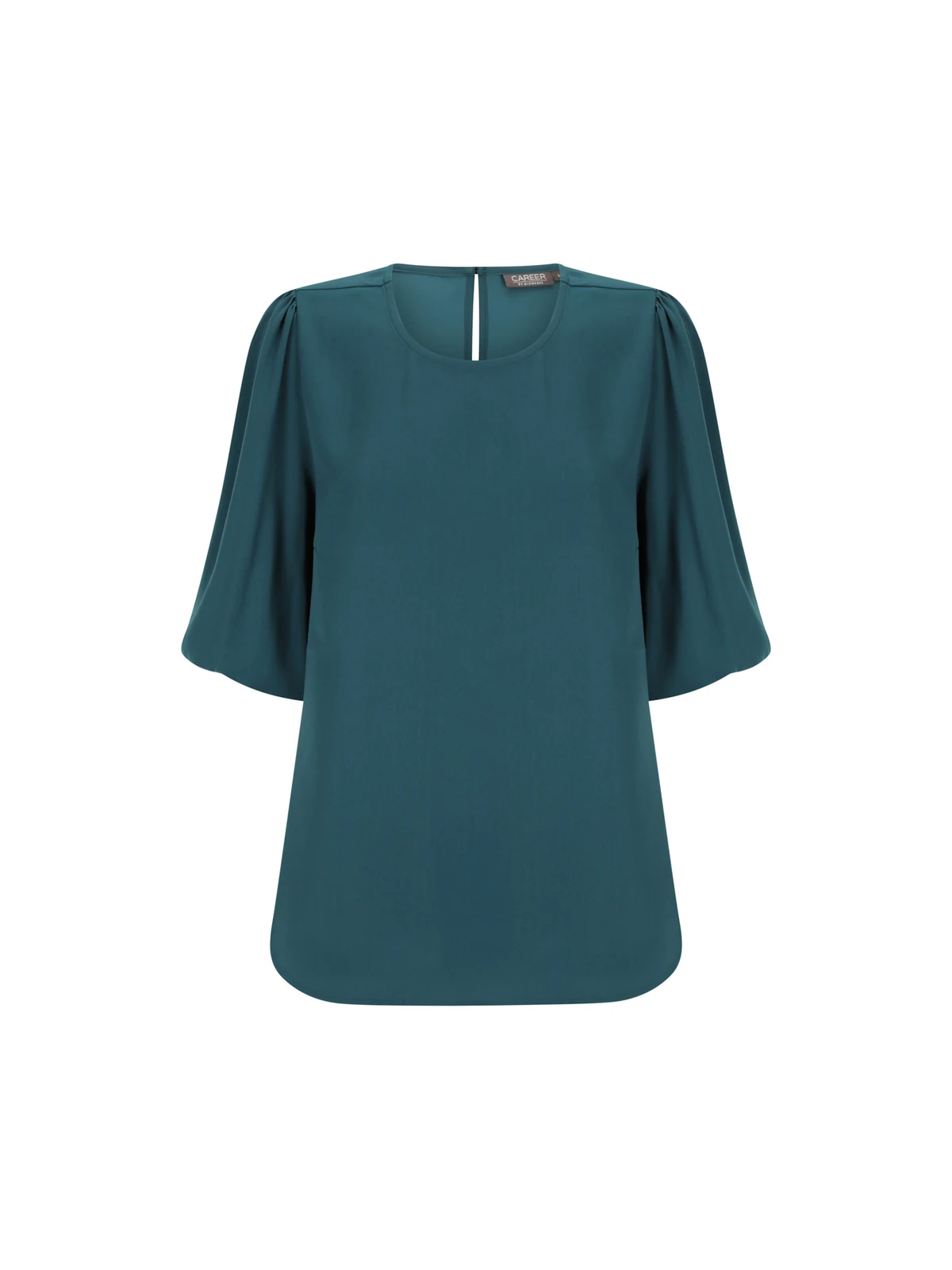 Poppy Puff Sleeve Top in Peacock – front view