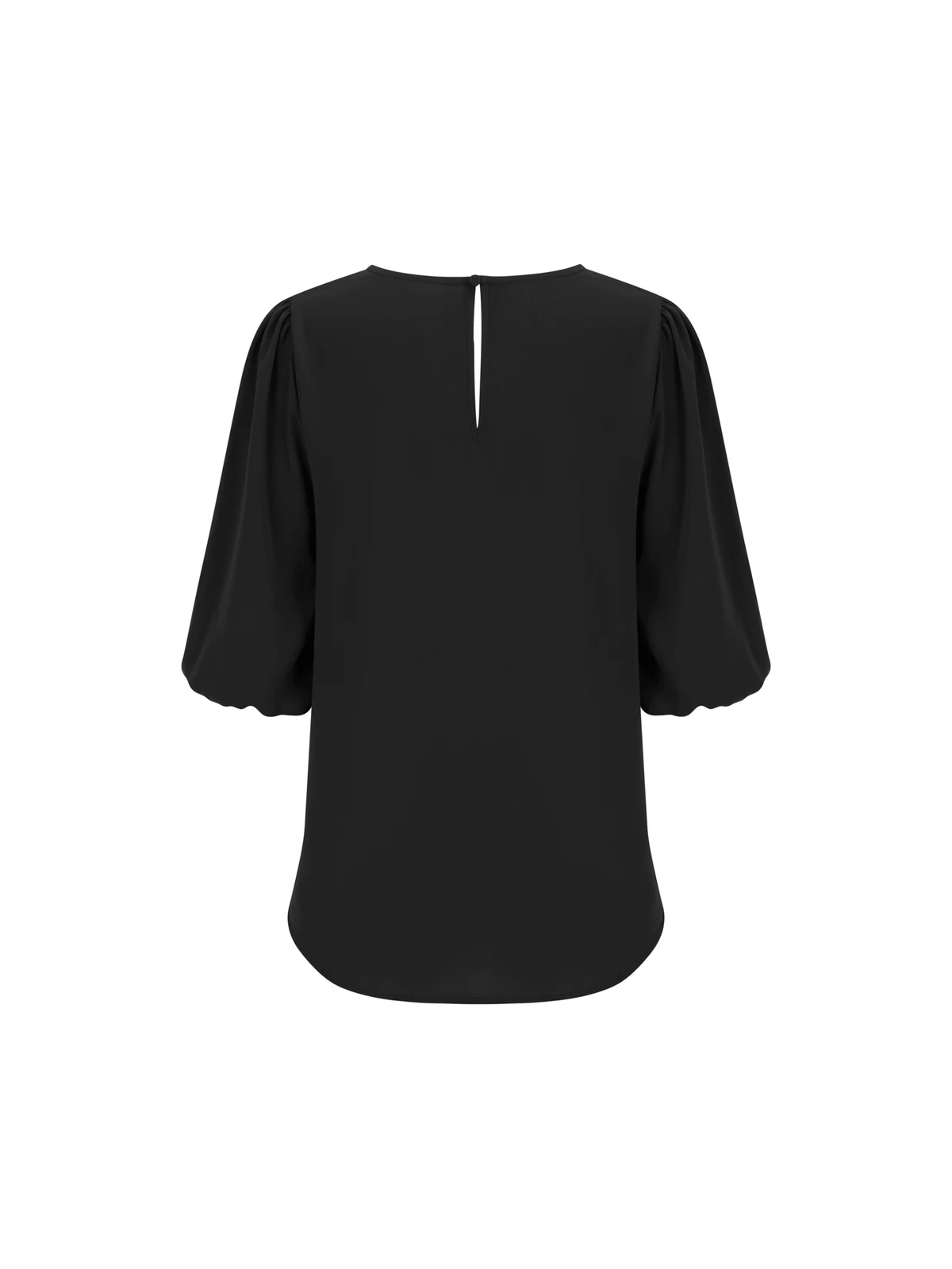 Poppy Puff Sleeve Top in Black – back view