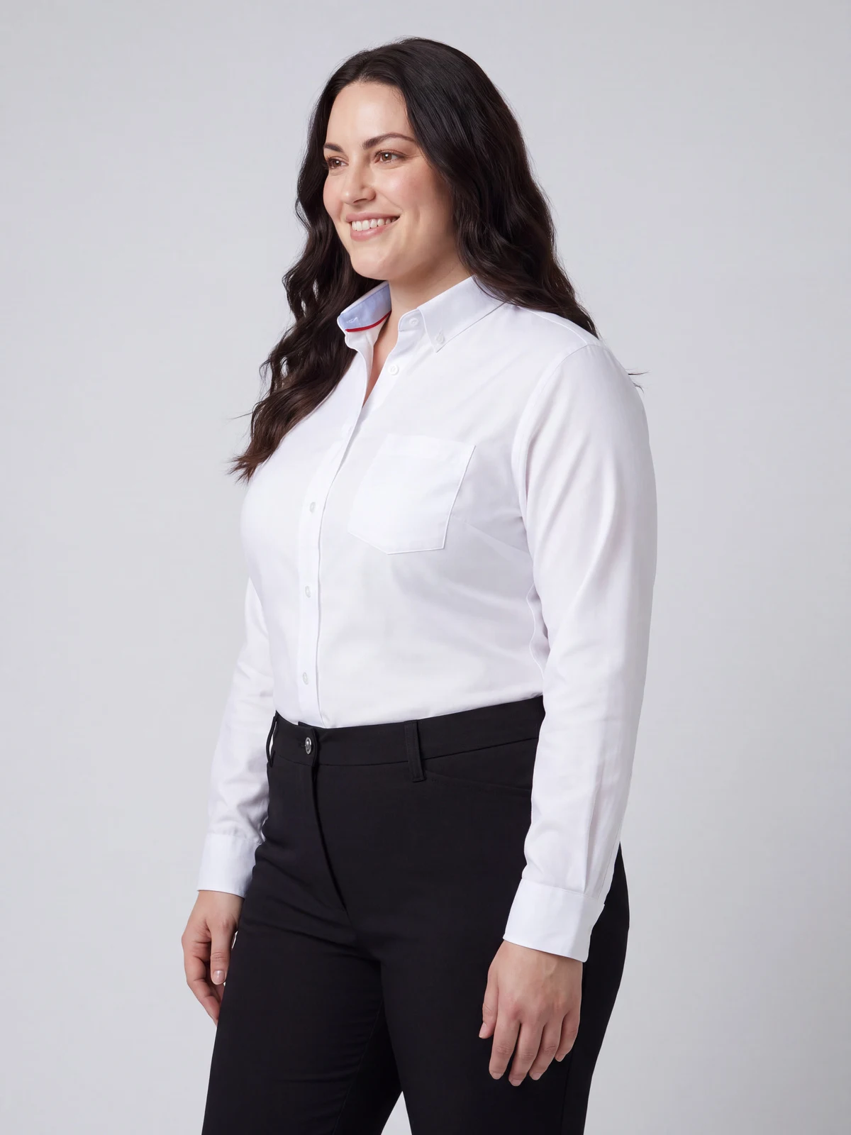 Bradford Fine Oxford Long Sleeve Shirt in White – side view