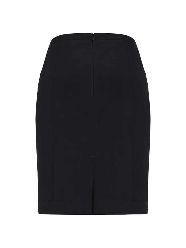 Women's Front Pleat Detail Straight Skirt in Black – back view