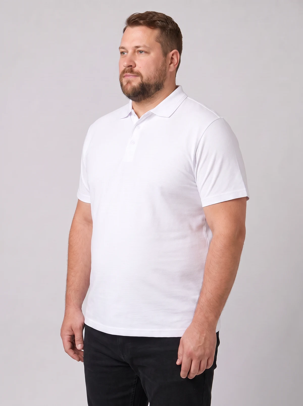 210 Polo in White – side view