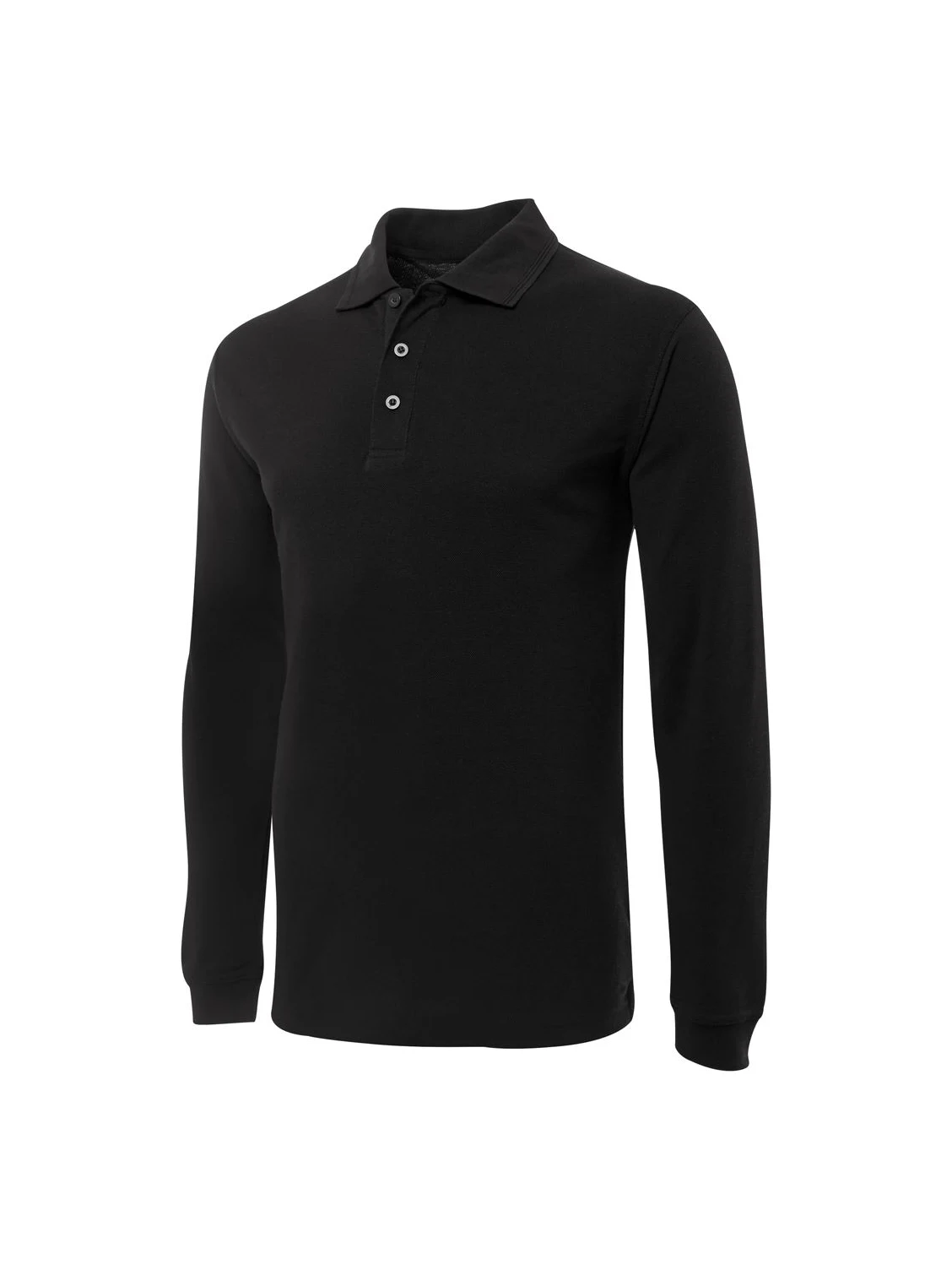 L/S 210 Polo in Black – front view