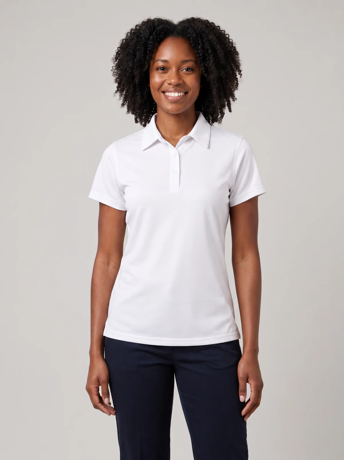 Silvertech Polo - Ladies in White/Silver – front view