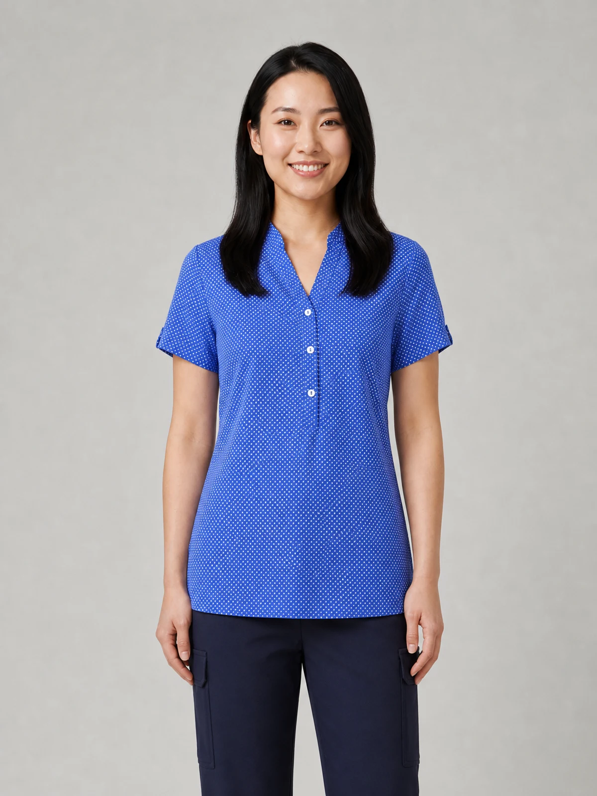 City Stretch® Spot Tunic in Blue – front view