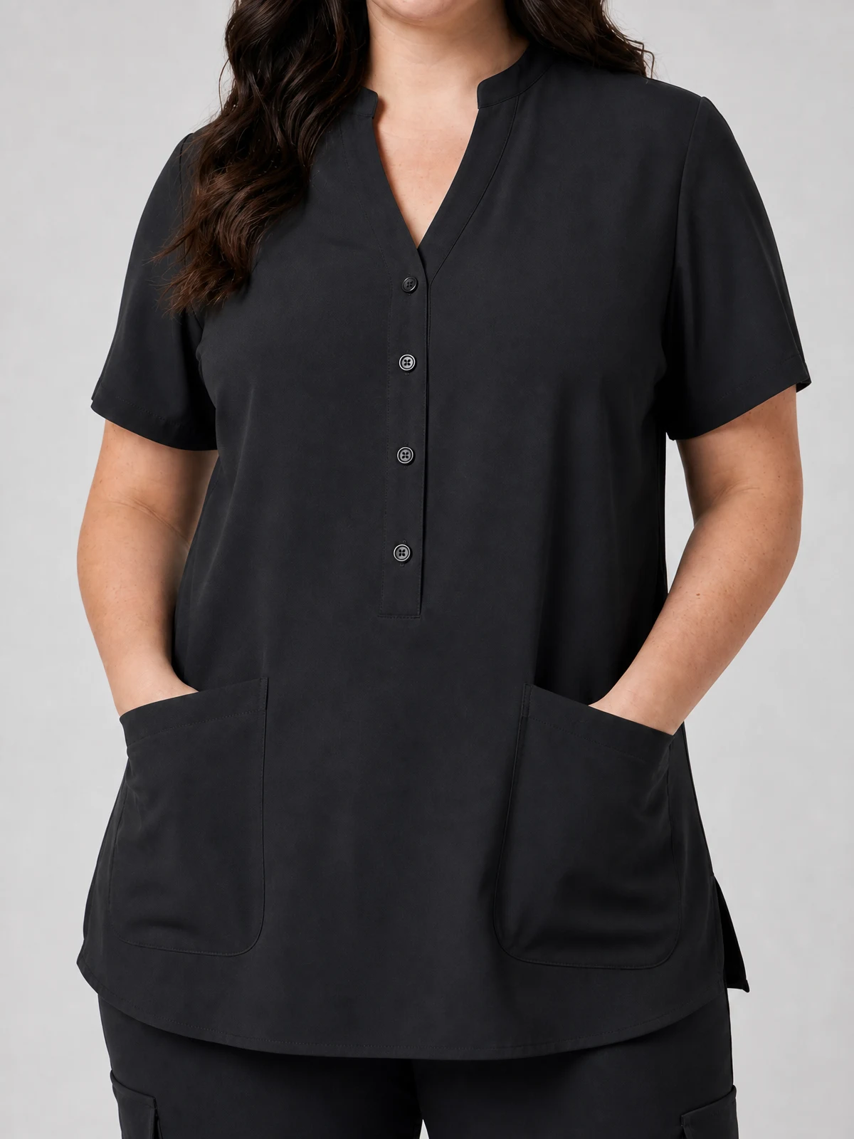 Zip Back Tunic in Black – close-up detail