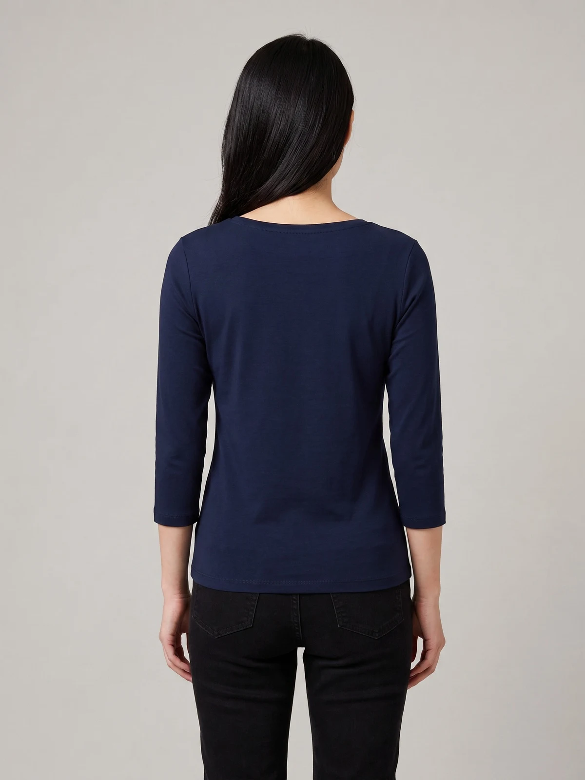 Smart Knit 3/4 in Navy – back view