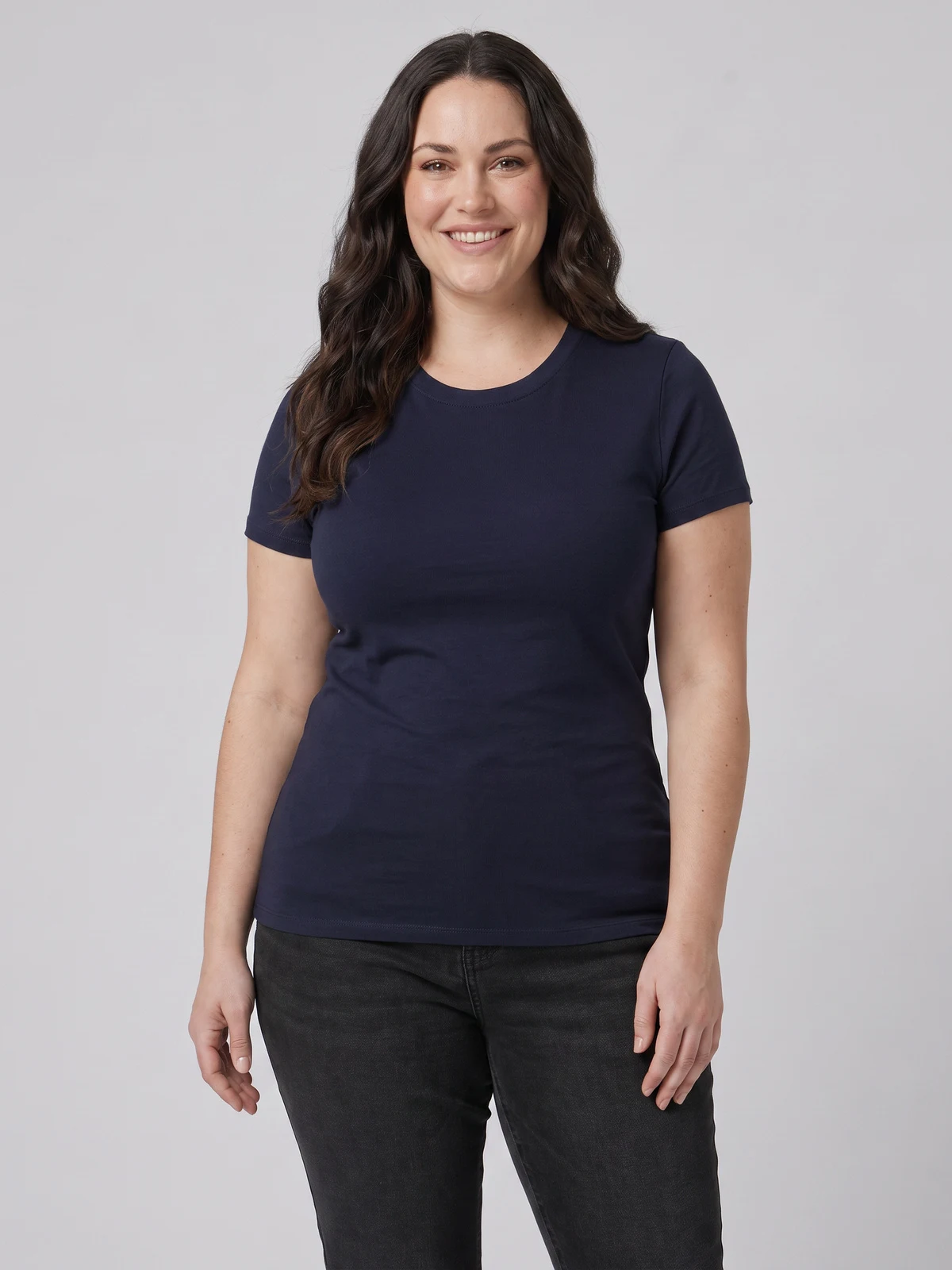 Smart Knit Top in Navy – front view