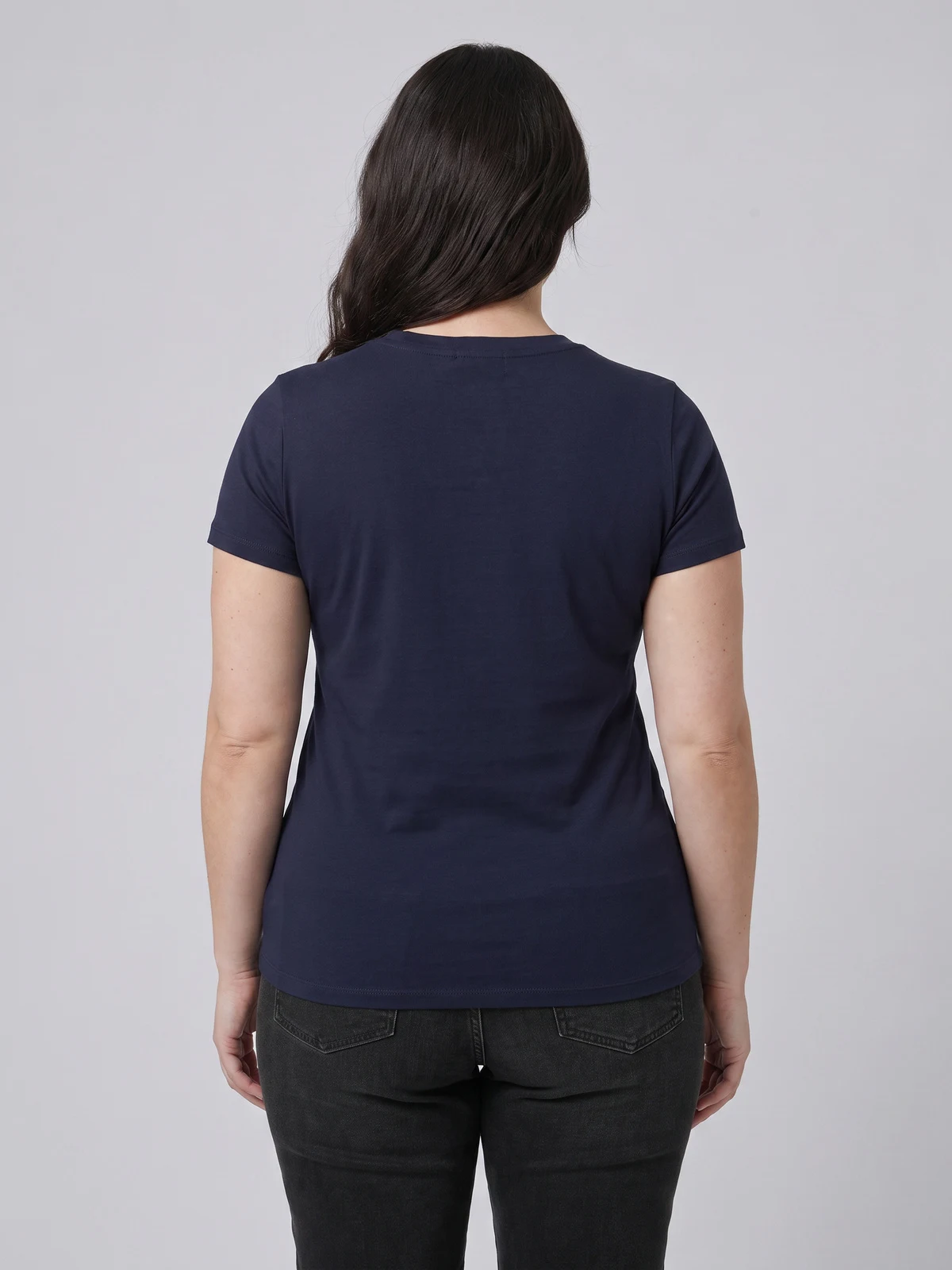 Smart Knit Top in Navy – back view