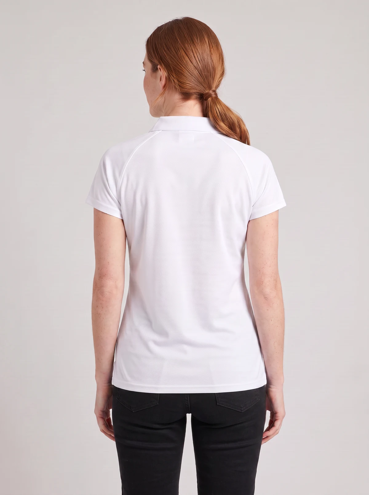 Keira Ladies' Polos in White – back view