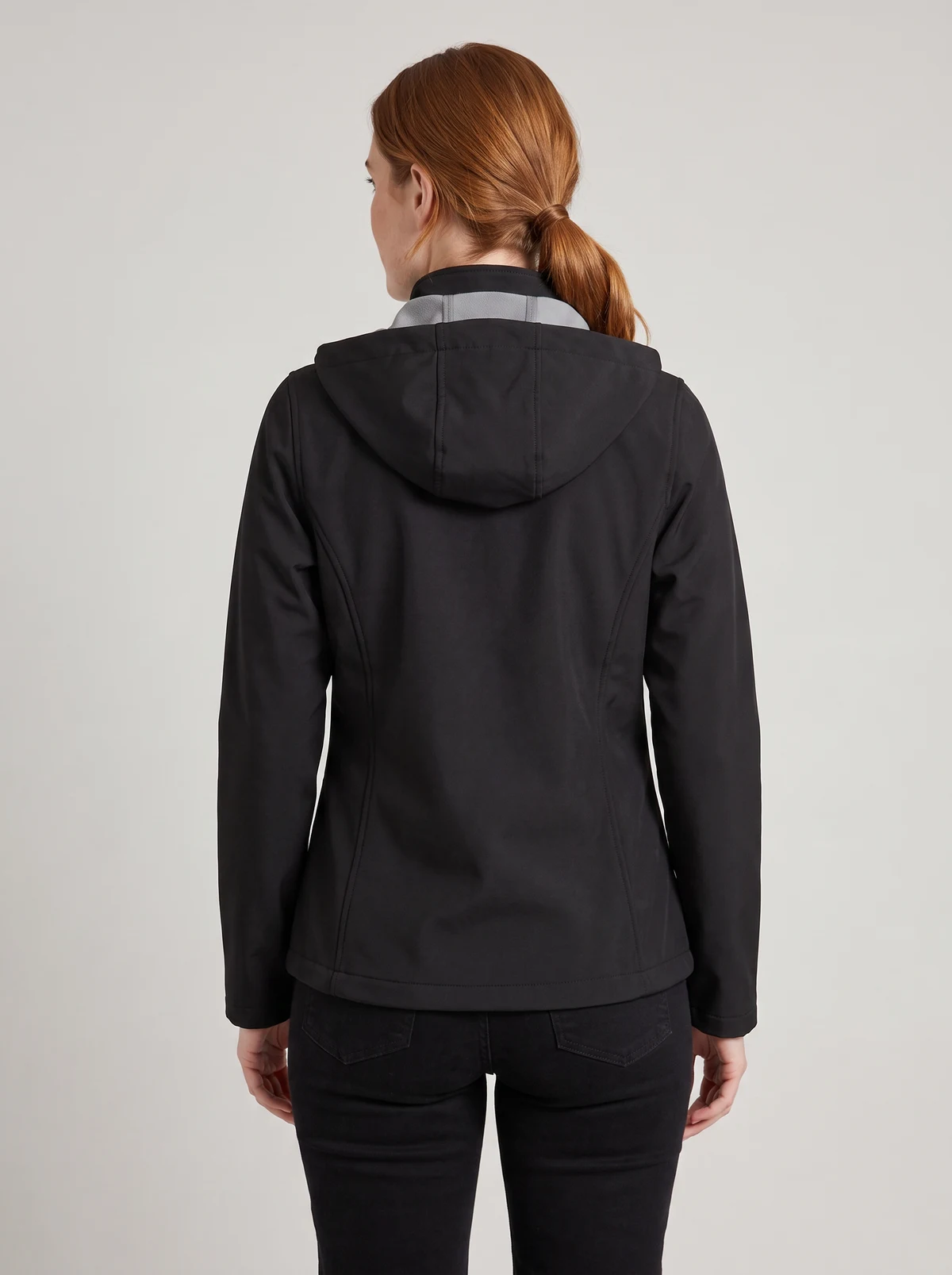 Ladies Olympus Soft Shell Jacket in Black – back view