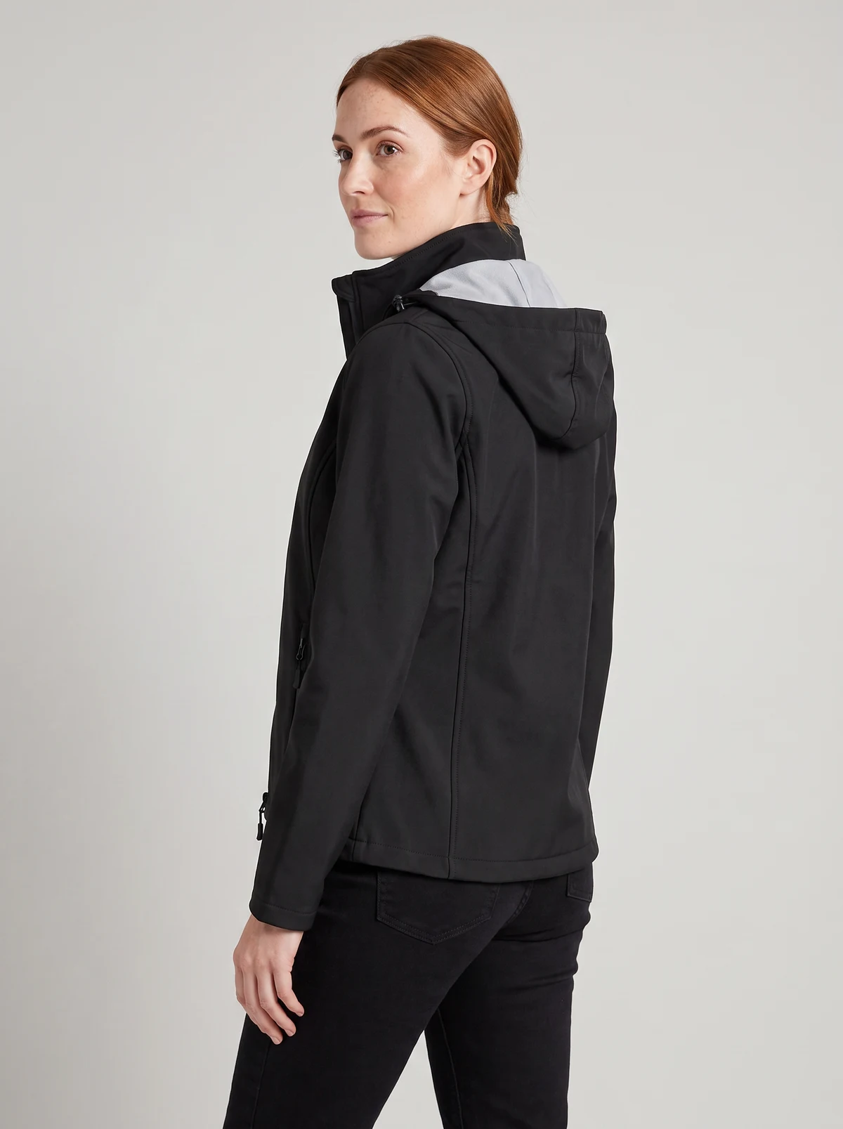 Ladies Olympus Soft Shell Jacket in Black – side view