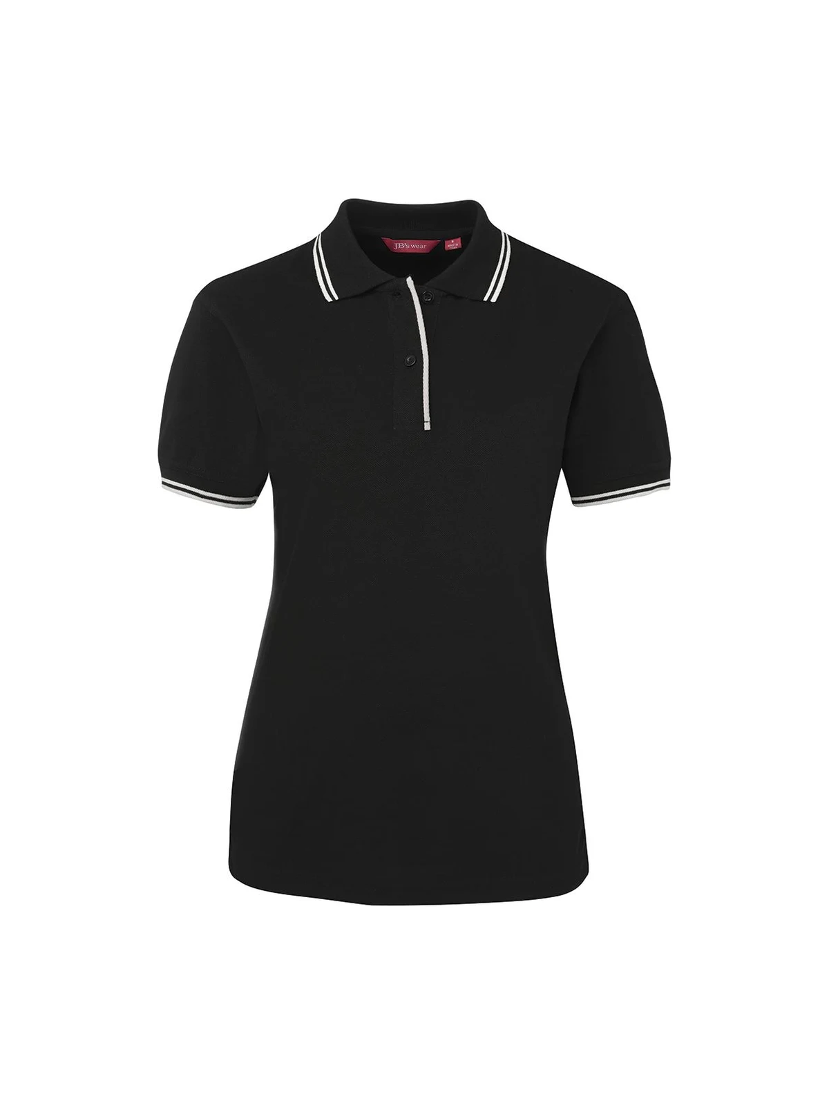 Ladies Contrast Polo in Black/White – front view