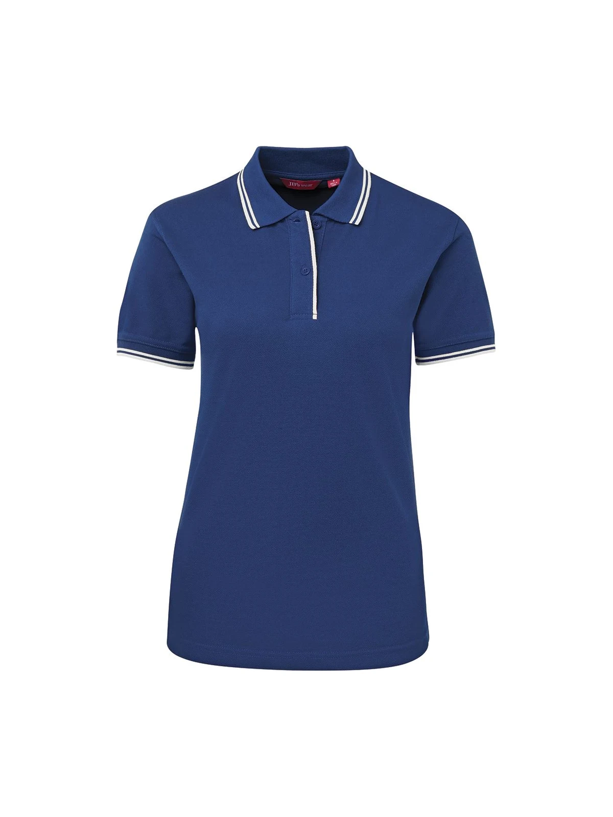 Ladies Contrast Polo in Royal/White – front view