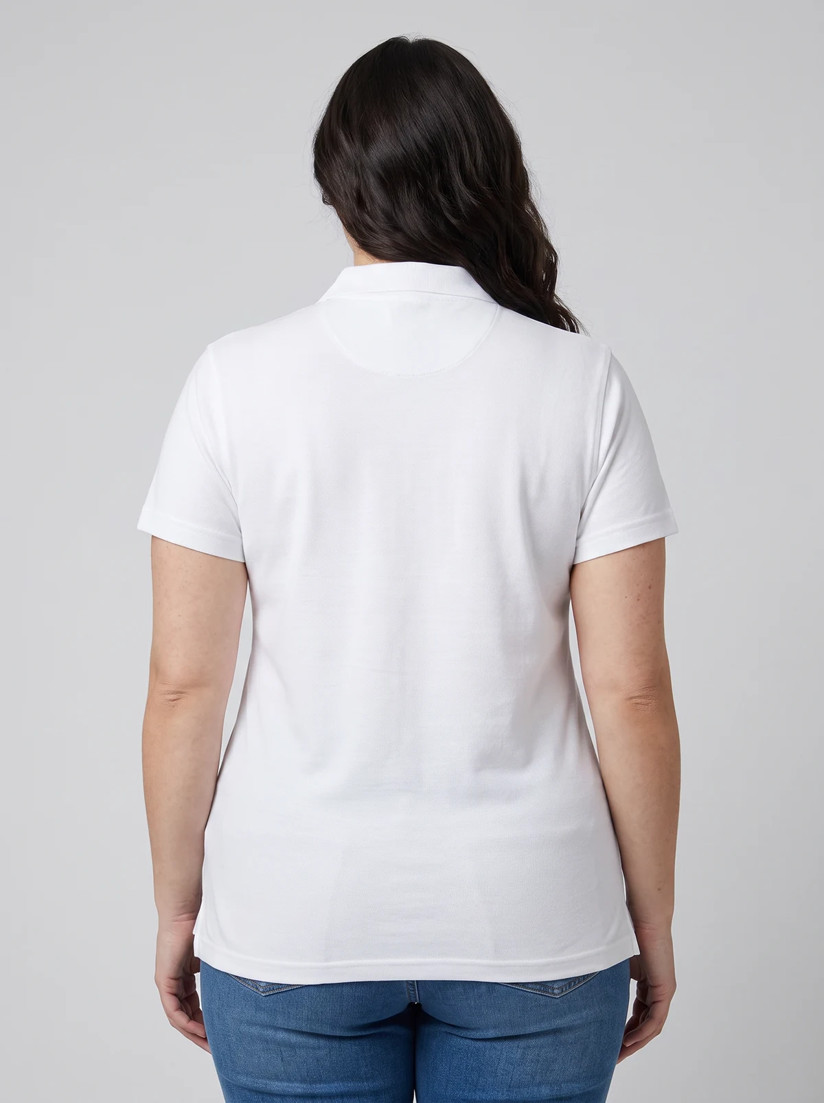 Ladies 210 Polo in White – back view