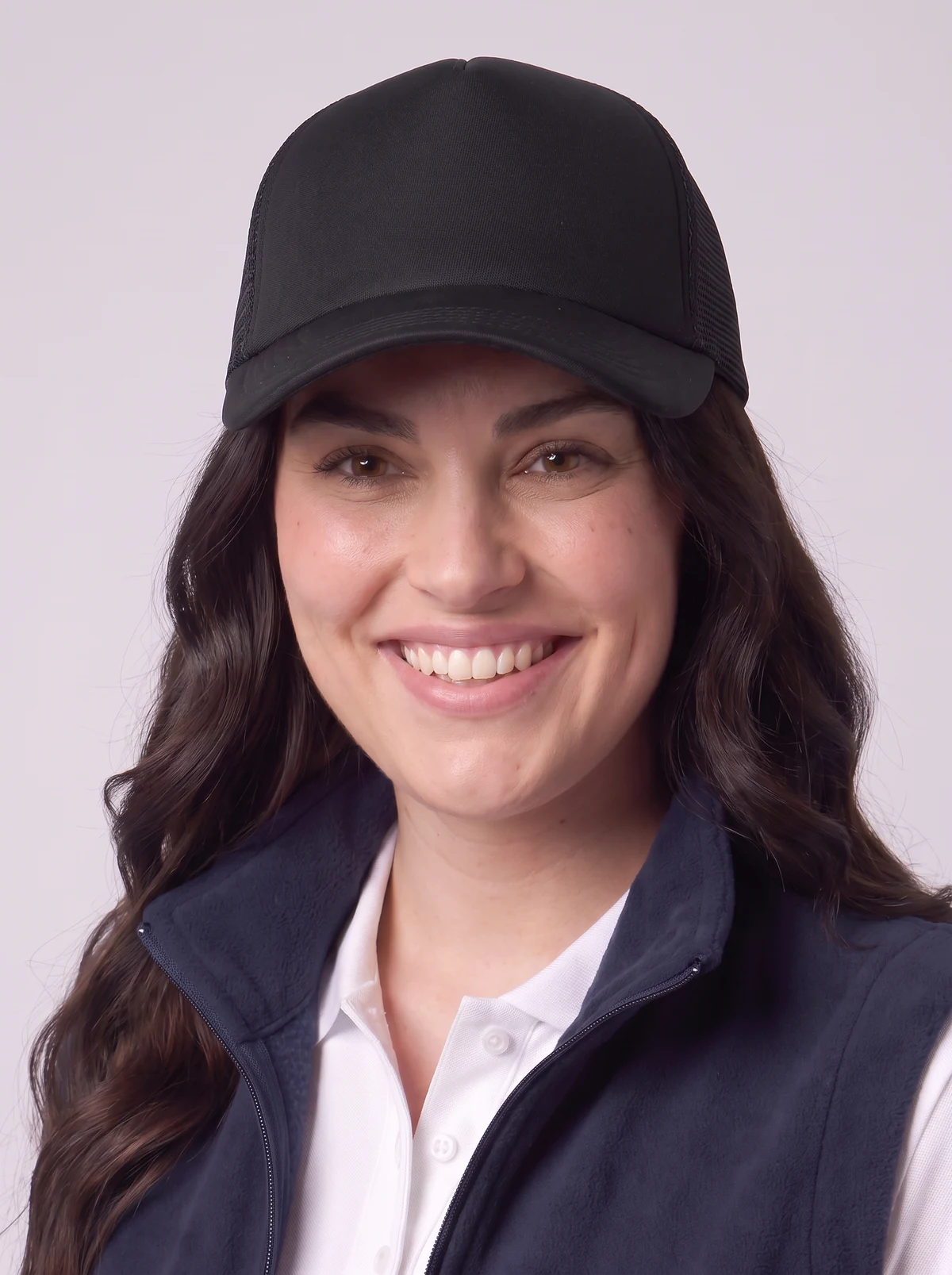 Trucker Mesh Cap in Black – front view