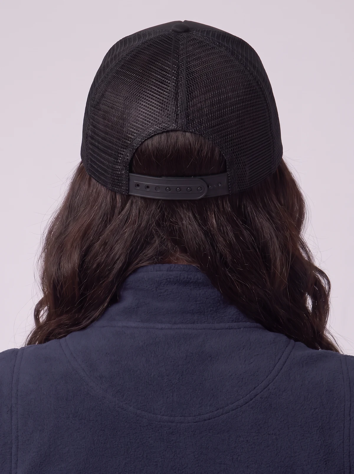 Trucker Mesh Cap in Black – back view