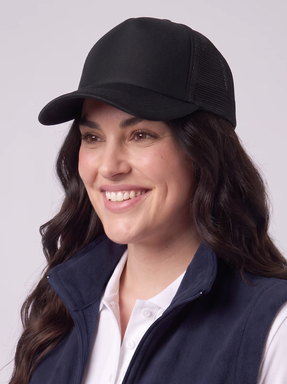 Trucker Mesh Cap in Black – side view