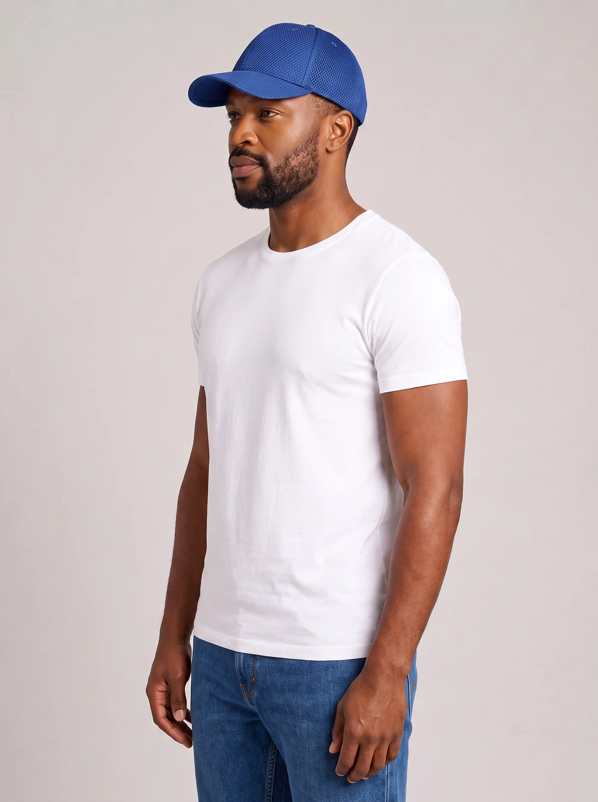 Mesh Sports Cap in Royal – side view