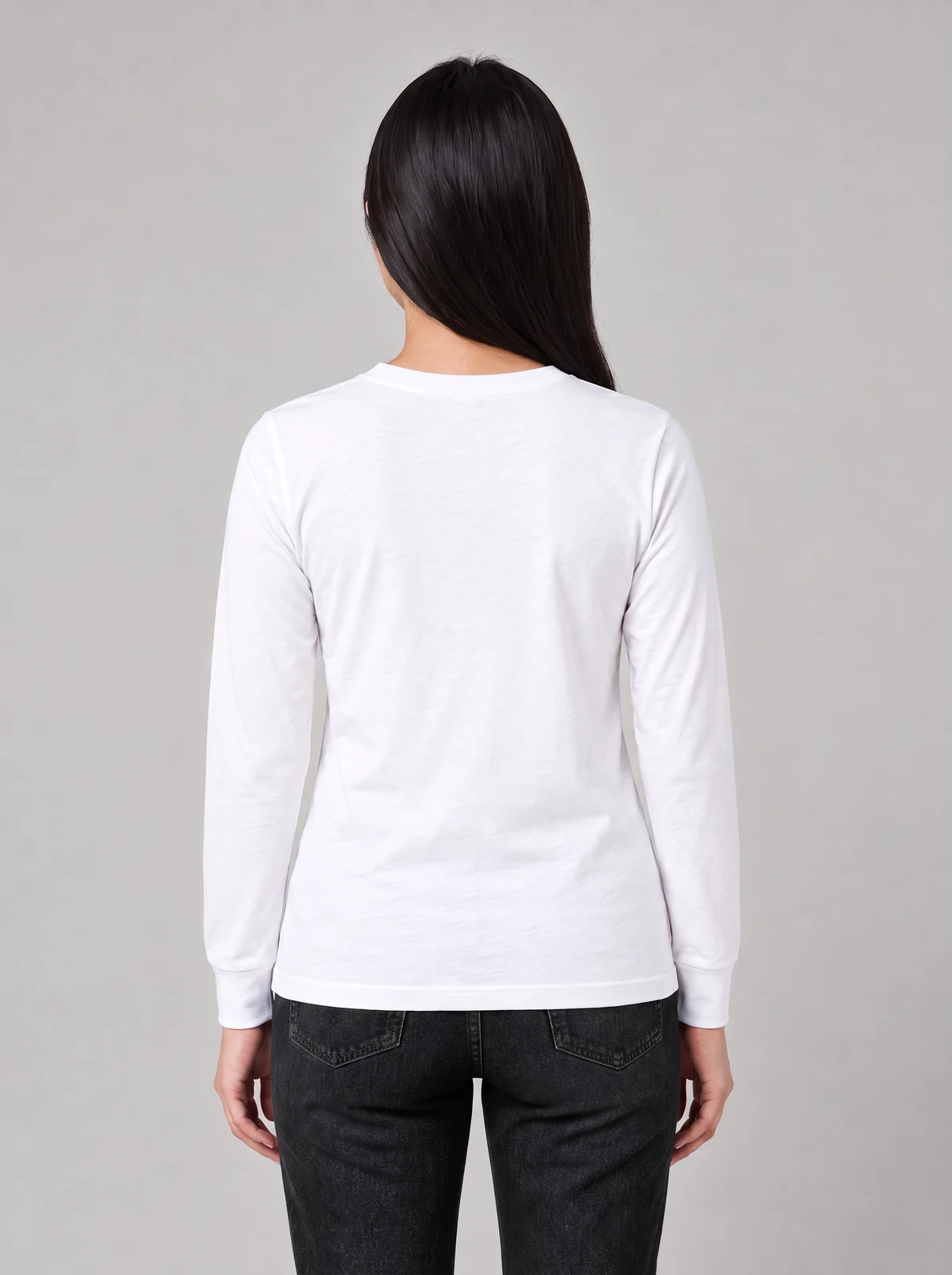 Women's Classic L/S Tee in White – back view