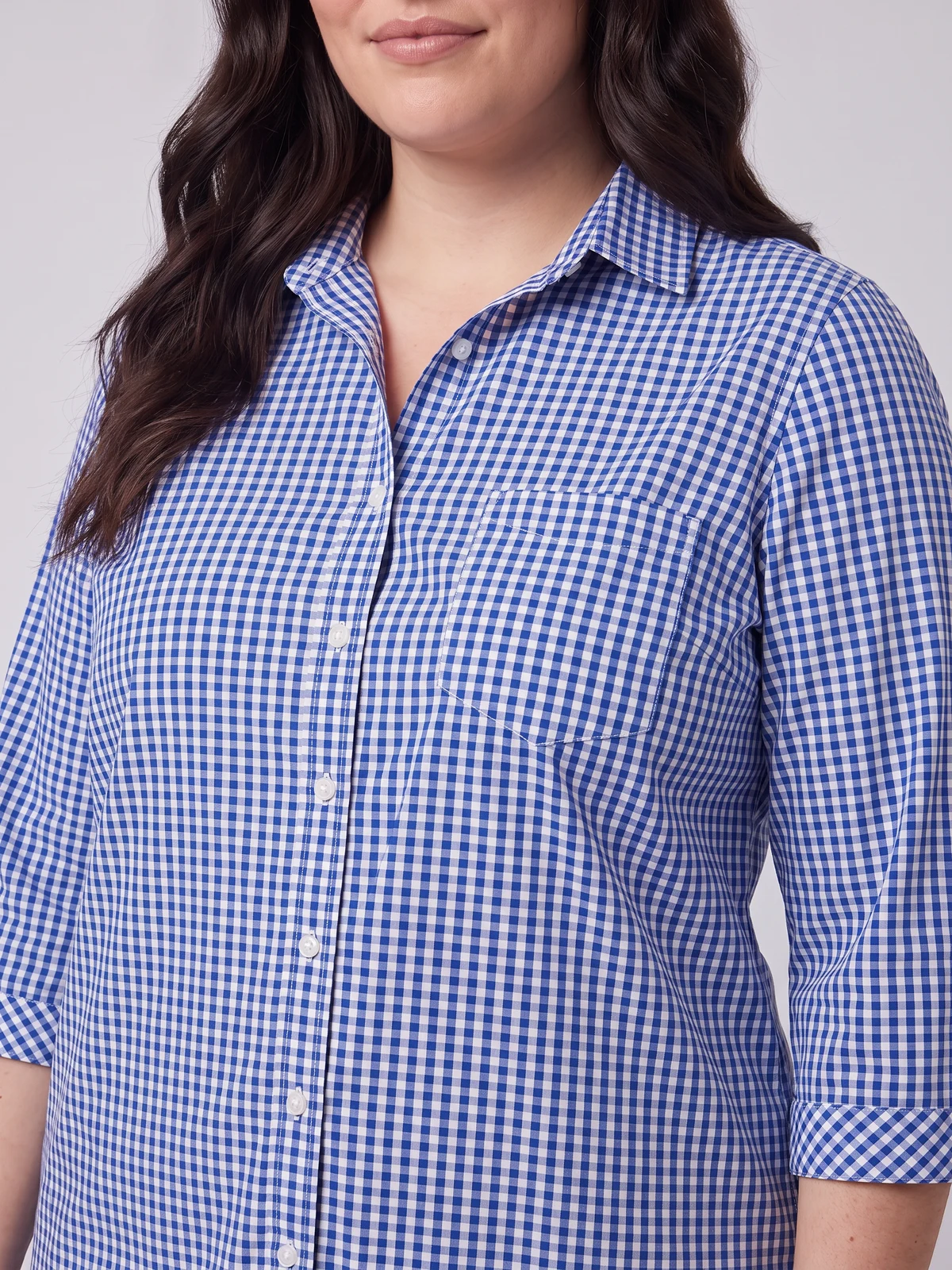 Springfield Womens 3/4 Sleeve Shirt in French Navy – close-up detail