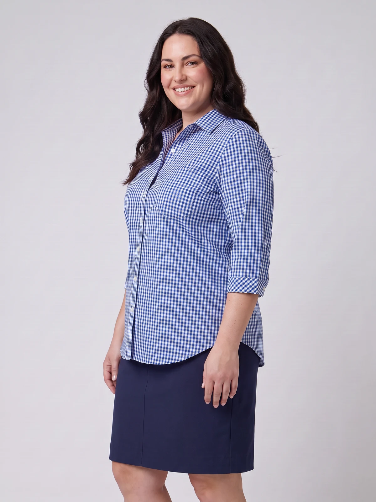 Springfield Womens 3/4 Sleeve Shirt in French Navy – side view