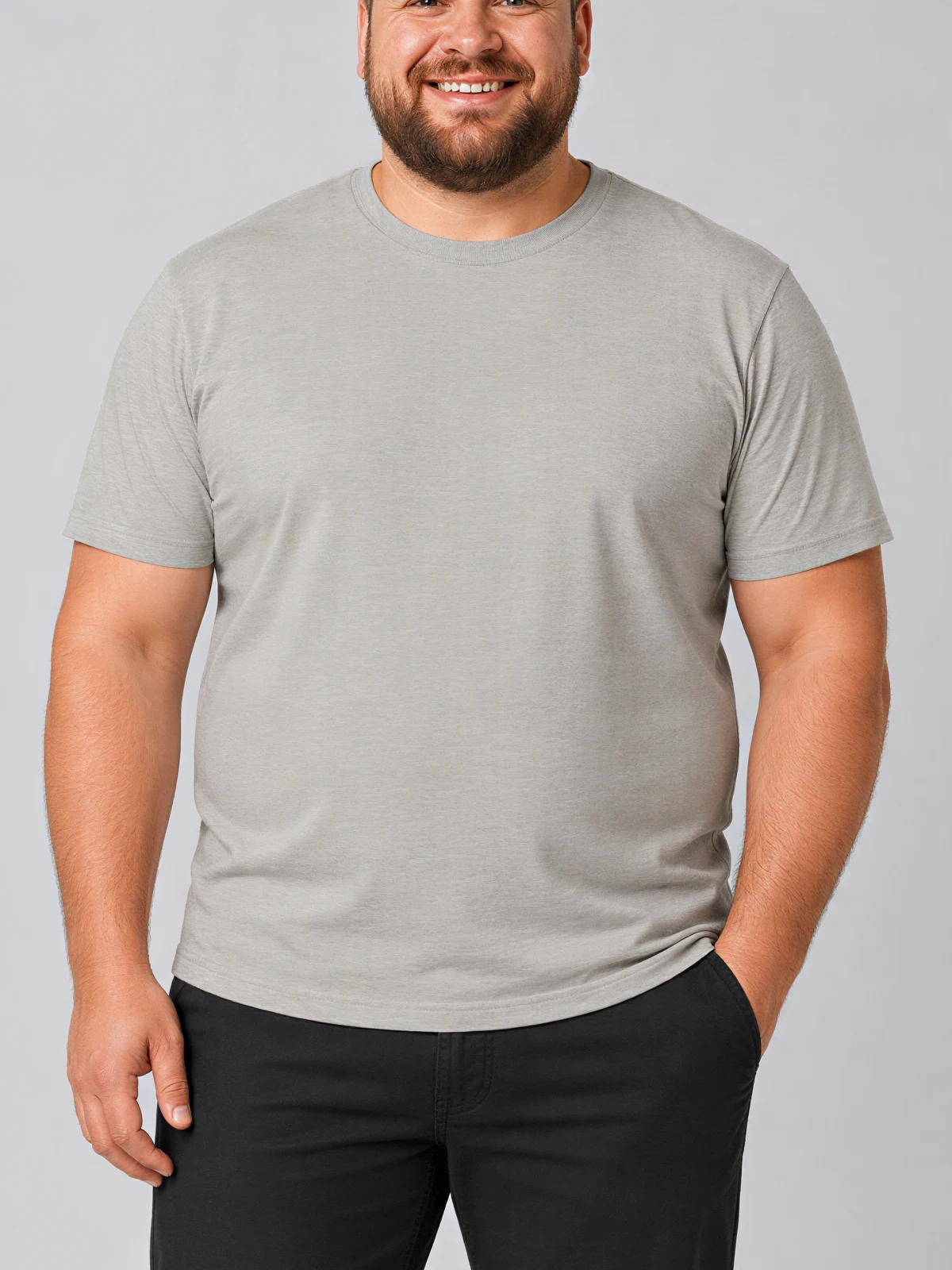 Men's Staple Tee in Light Grey – close-up detail