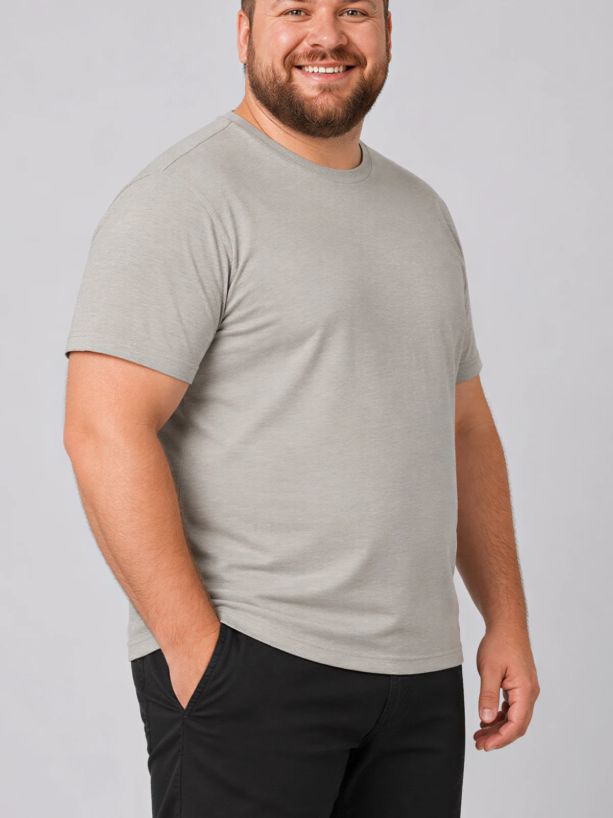 Men's Staple Tee in Light Grey – side view