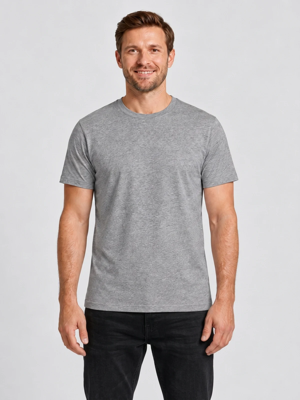 Men's Staple Organic Tee in Grey Marle – front view