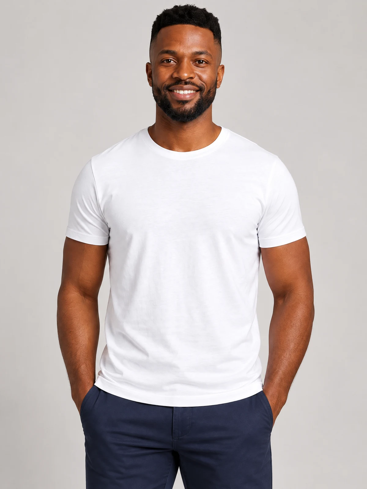 Men's Classic Tee in White – close-up detail
