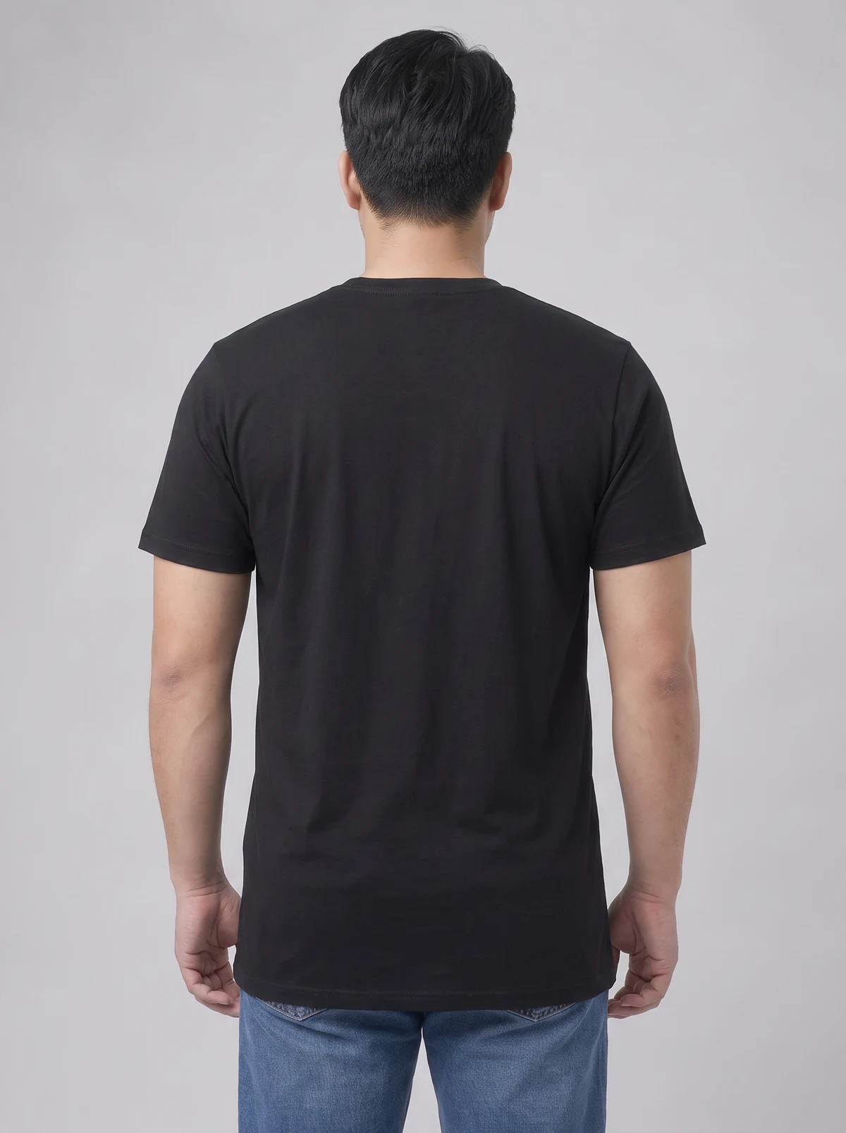 Men's Block Tee in Black – back view