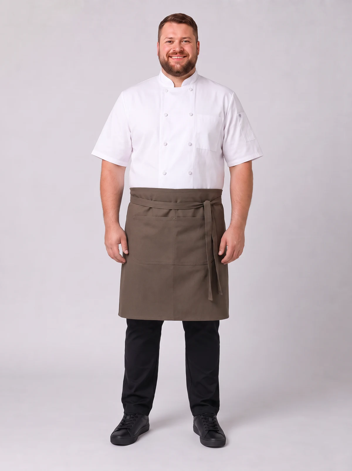 Waist Canvas Apron-Including Strap in Latte – front view