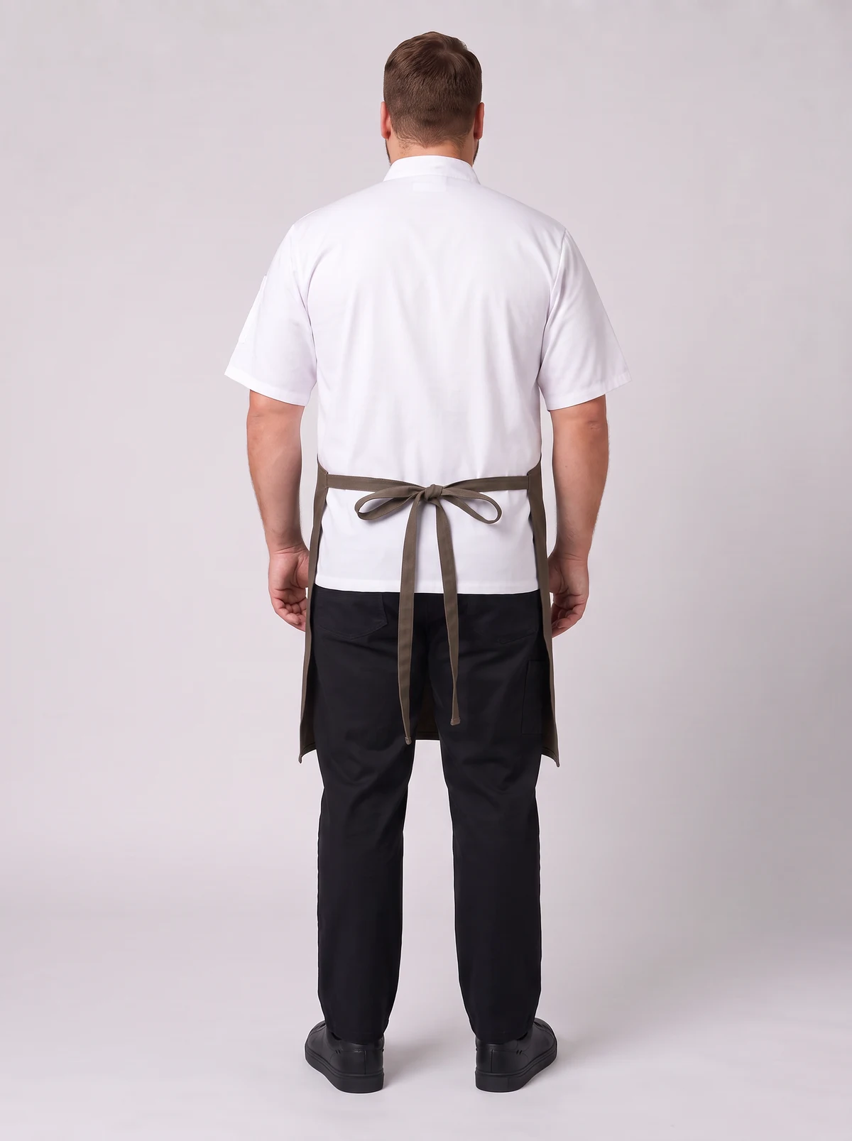 Waist Canvas Apron-Including Strap in Latte – back view