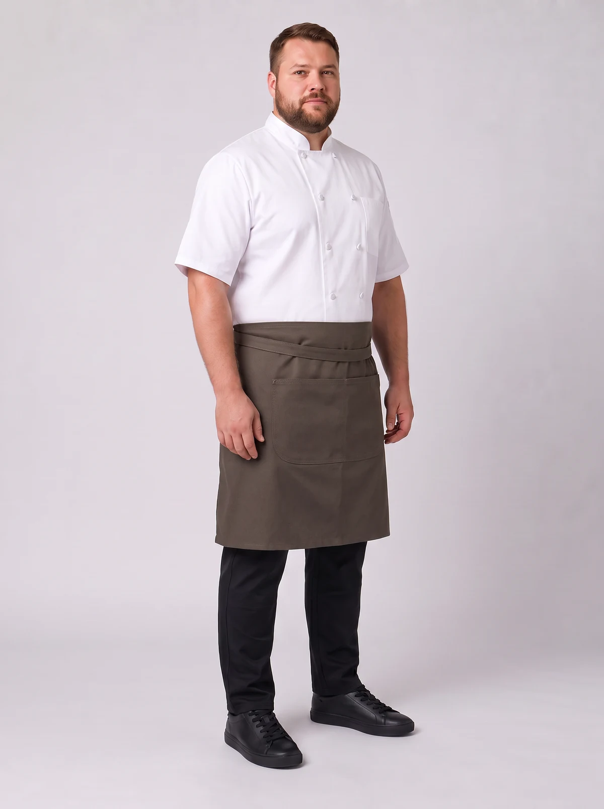 Waist Canvas Apron-Including Strap in Latte – side view