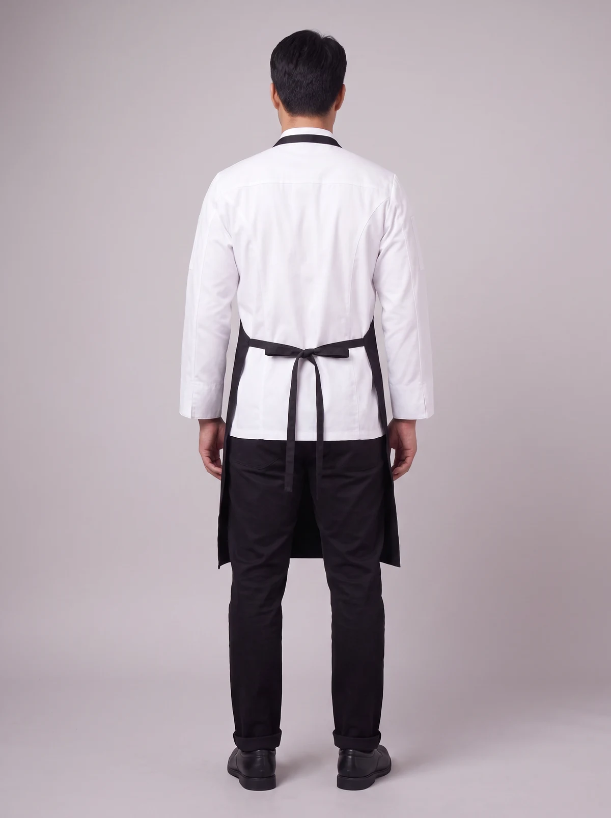 Bib Apron - A03 in Black – back view