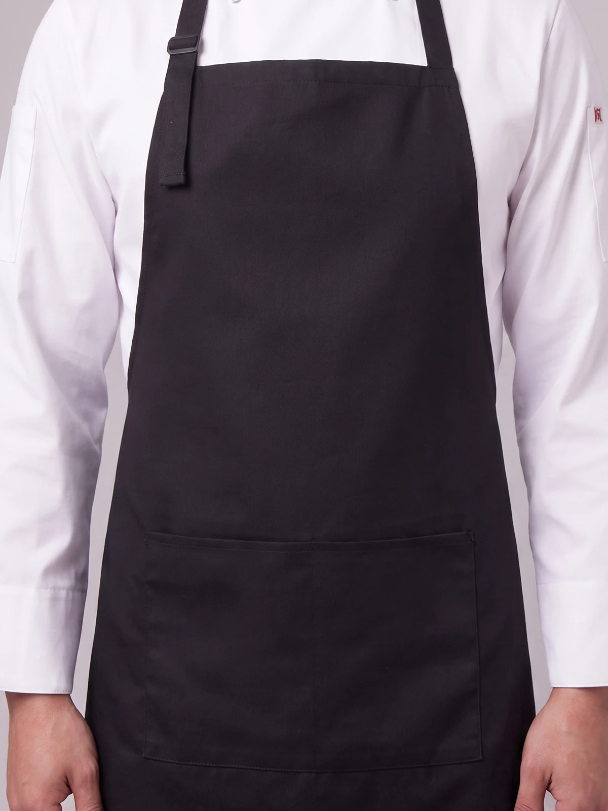 Bib Apron - A03 in Black – close-up detail