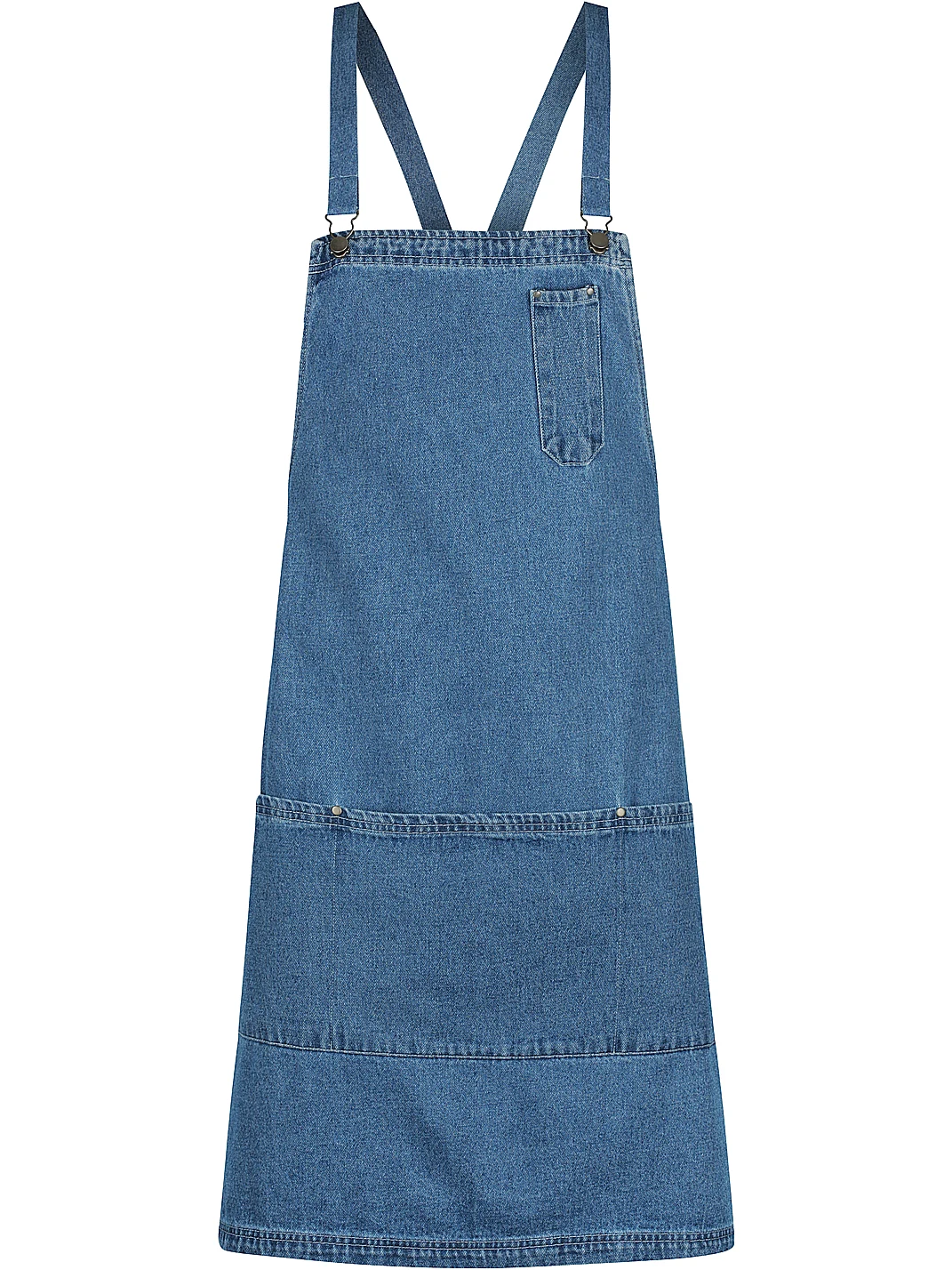 Louie Apron in Stonewash Blue – front view