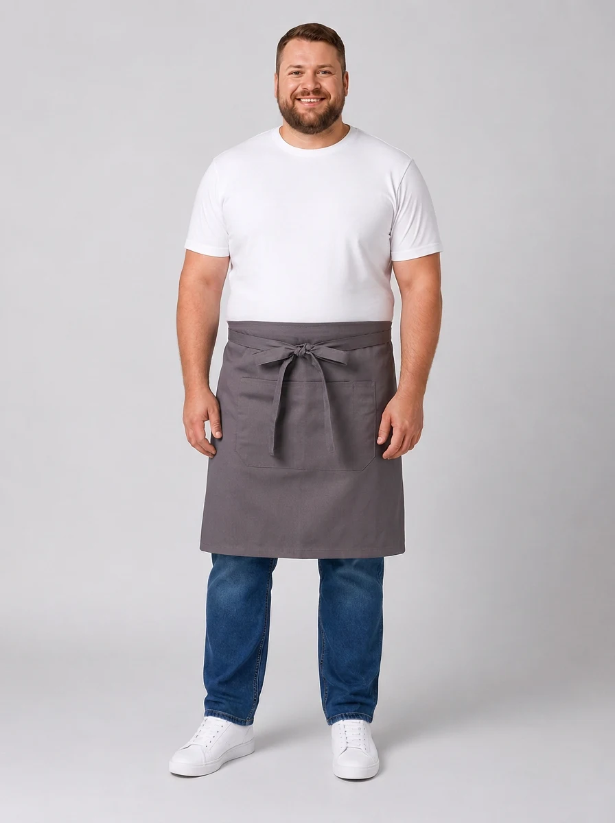 Capri Waist Apron in Grey – front view