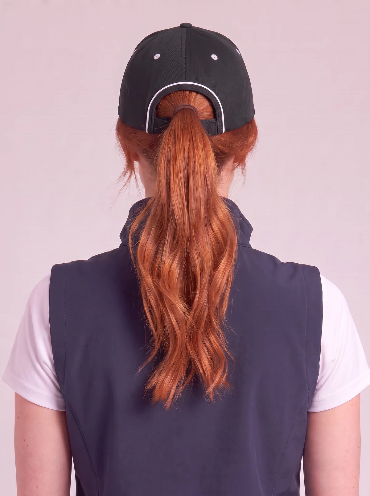 Pet/Cotton Sandwich Cap in Black/White – back view