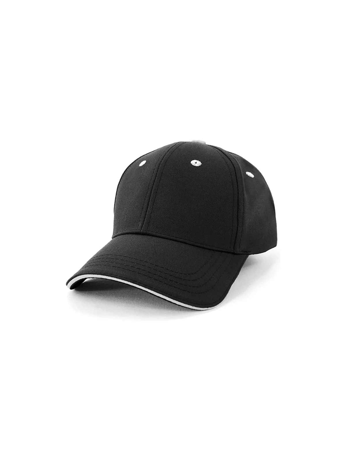 Pet/Cotton Sandwich Cap in Black/White – front view
