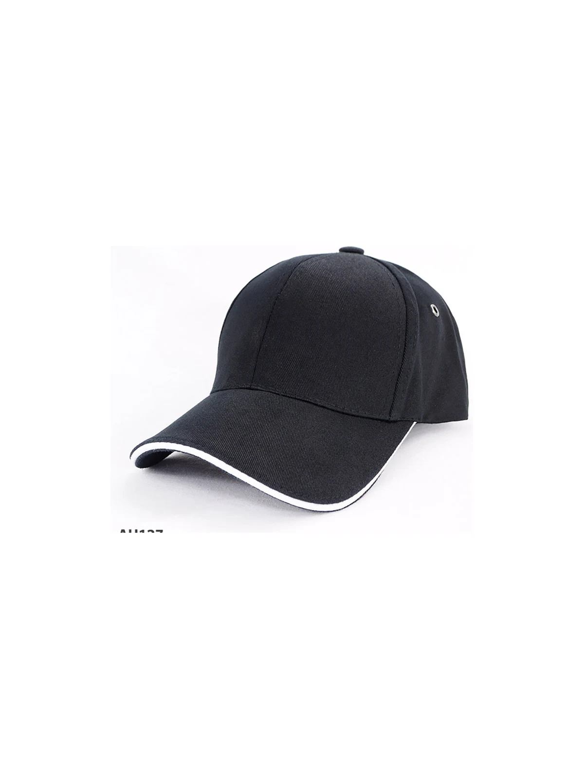 Organic Cotton Sandwich Cap in Black/White – front view