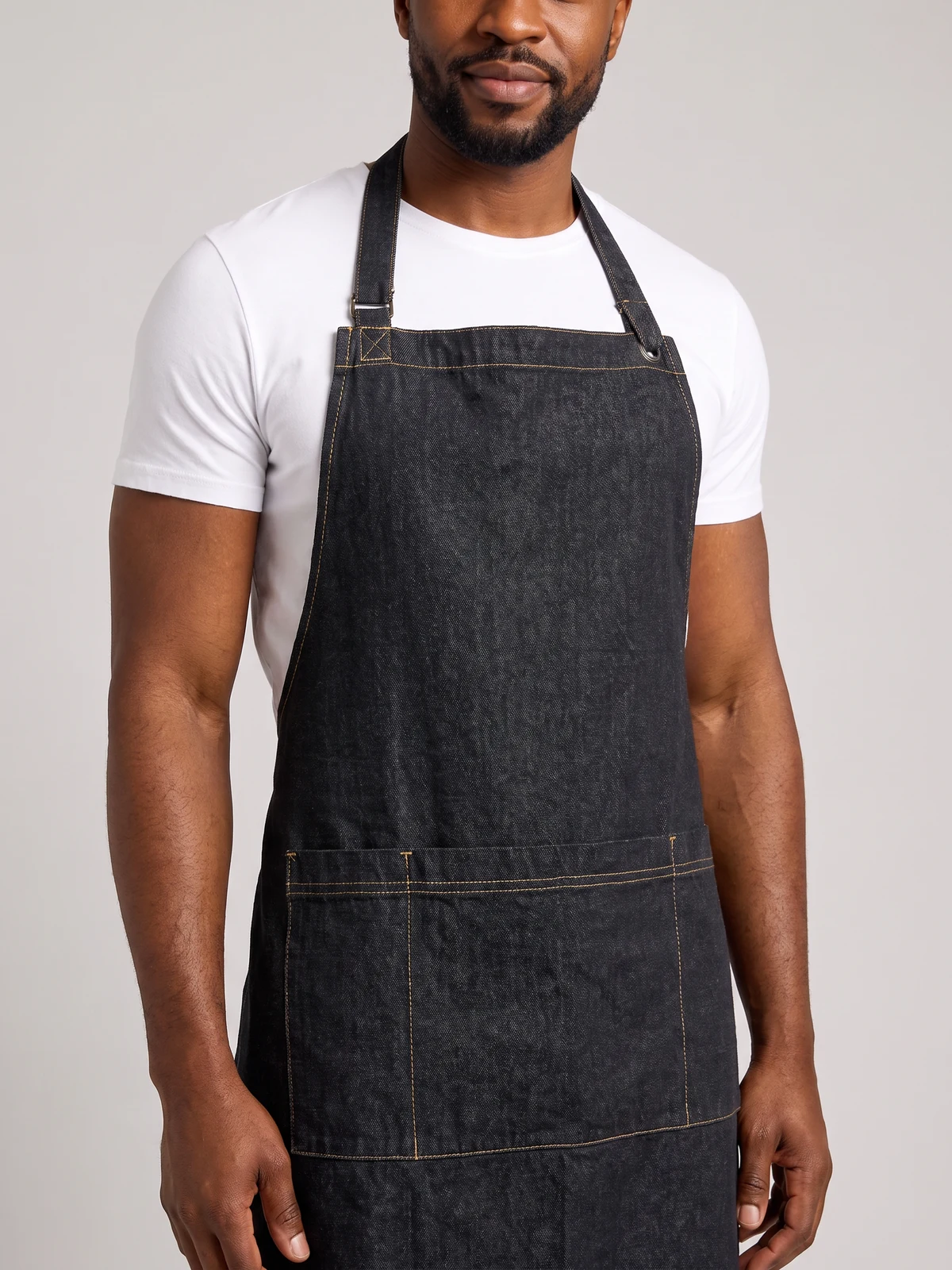 Clout Apron in Black – close-up detail