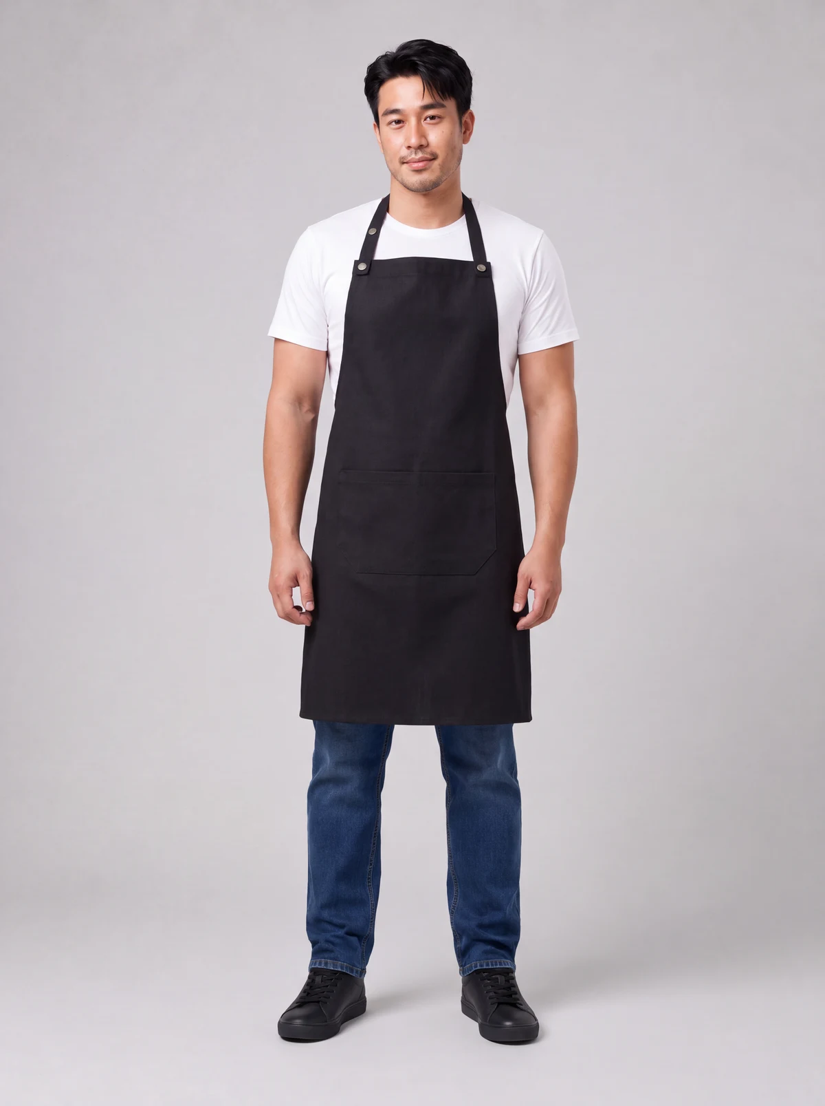 Urban Bib Apron in Black – front view
