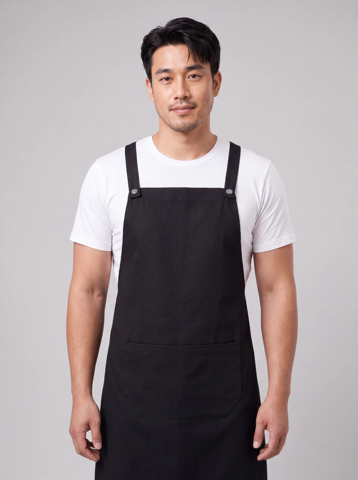 Urban Bib Apron in Black – close-up detail